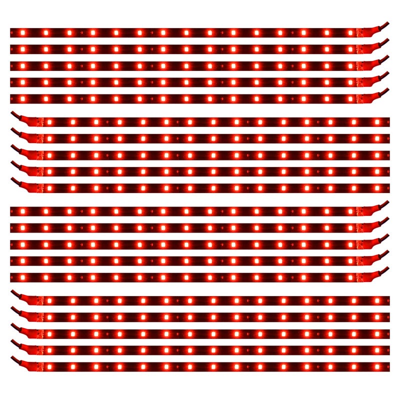 XTAUTO Red 12v 15 Led 30cm Car Flexible Waterproof Underbody Light Strip Pack of 20 - Image 1